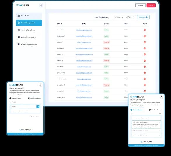 VineHelper knowledge base chatbot for Filevine